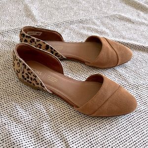 size 9, Toms D’orsay slip-ons, camel/cheetah